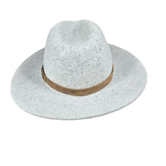 Pistil Soho Hat Womens OSFM Wool Felt Dove Gray Wide Brim Leather Band Cross main image 12